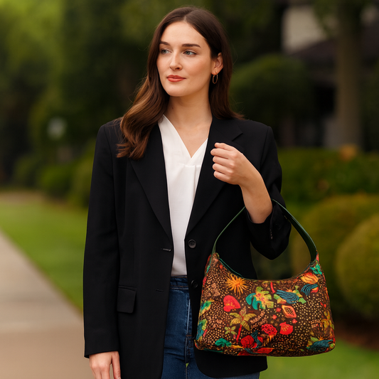 Women's Coastal Bliss Fabric Hobo Bag with Leather Accents