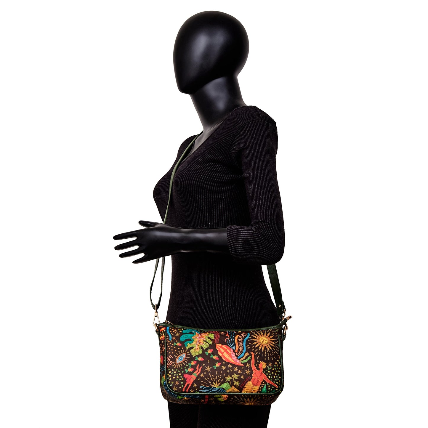 Sea Themed East/West ladies' Hobo bag with Leather and Adjustable Strap