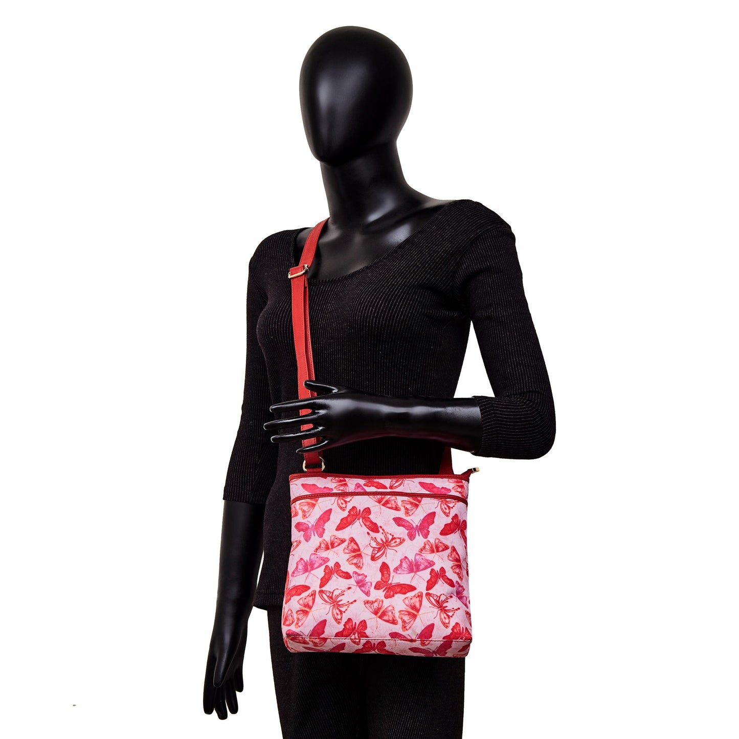 Women Butterfly Crossbody Bag - Fabric with Leather Trim For Wholesale