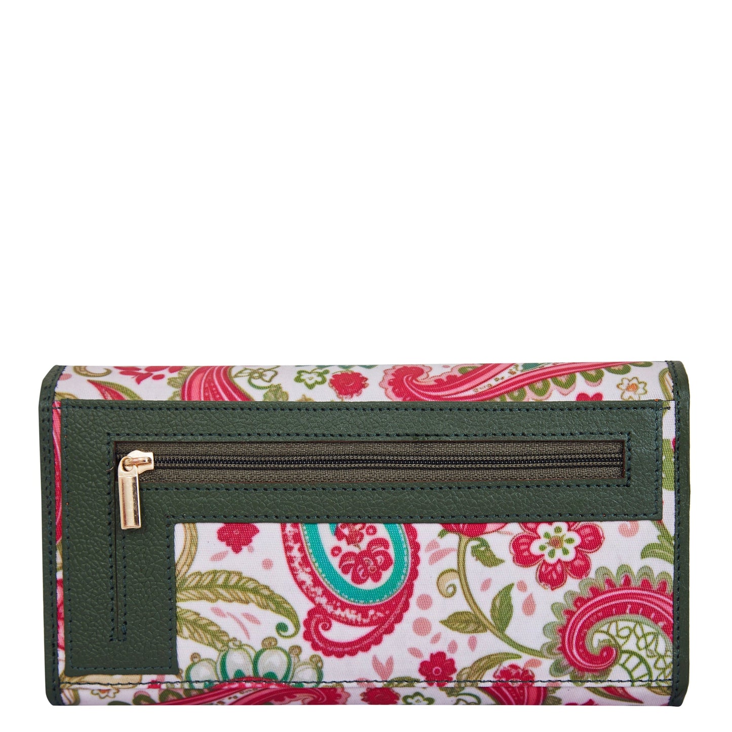 Elegant Paisley Print Tri-Fold Wallet with Leather Detailing for Sophisticated Organization