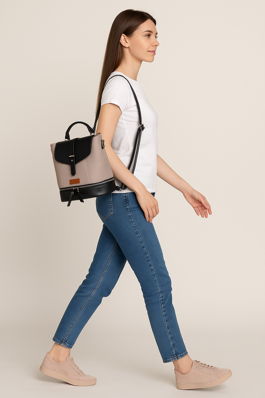 Mauve Women’s Fashion Backpack – Leather Shoulder Purse for Office