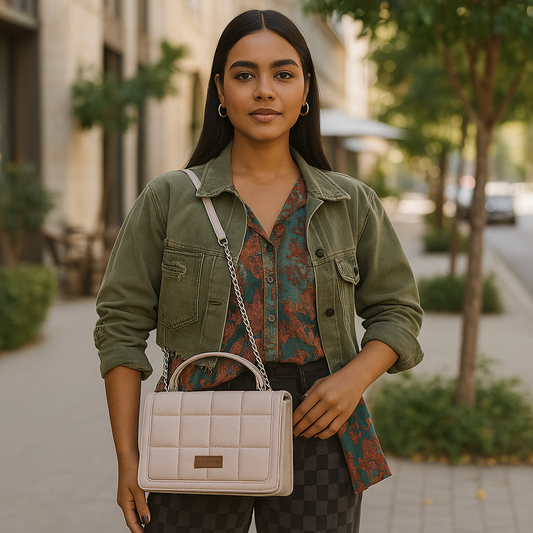 Mauve Faux Leather Crossbody Sling Bag – Women’s Chain Strap Shoulder Handbag