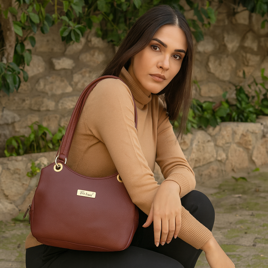 Cherry Red Genuine Leather Satchel Bag – Women’s Designer Tote Handbag