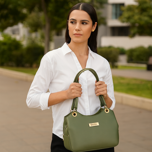 Olive Genuine Leather Satchel Bag – Women’s Designer Tote Handbag