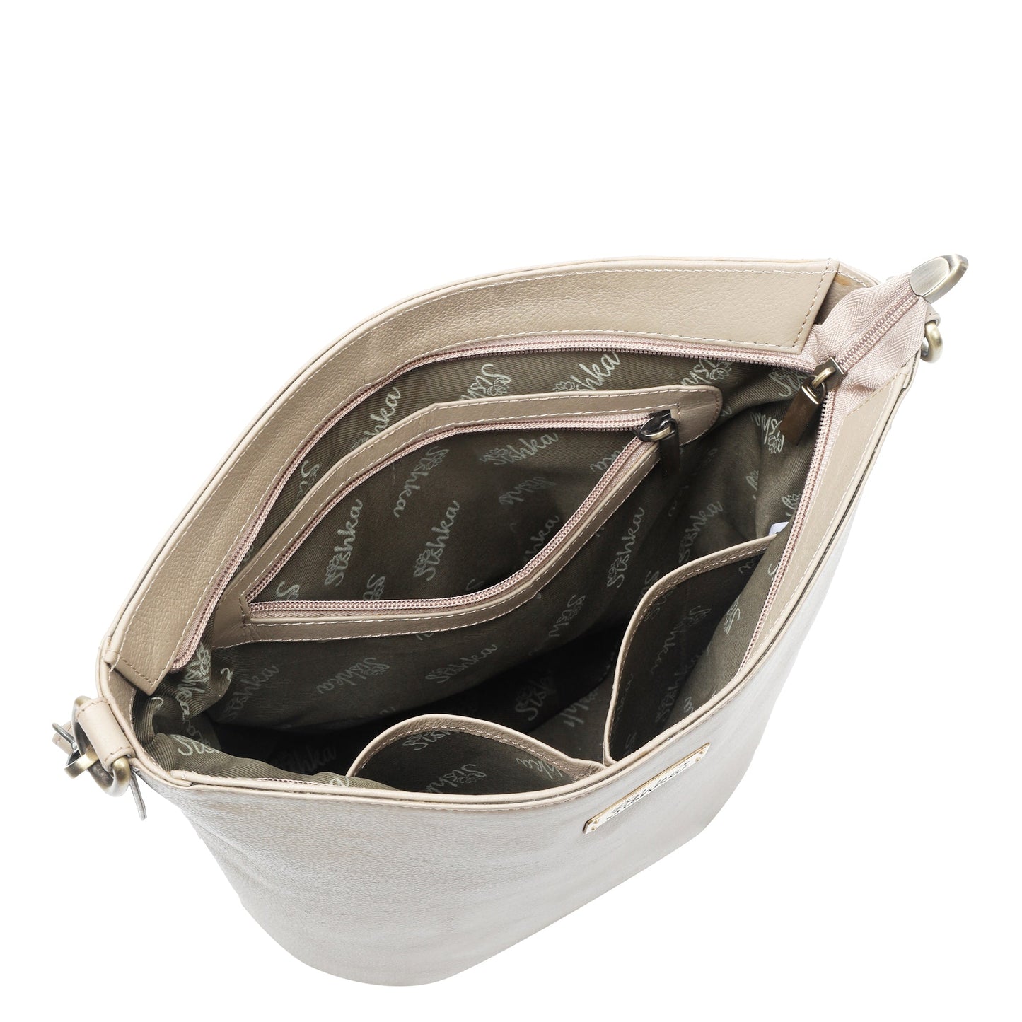 Taupe Genuine Leather Bucket Hobo Bag for Women – Elegant Shoulder Tote Purse