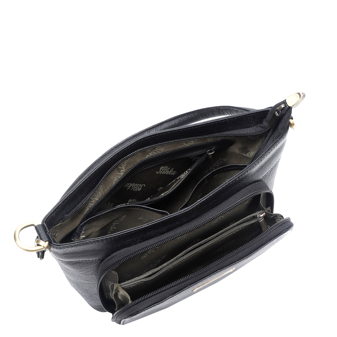 Black Genuine Leather Shoulder Handbag – Women’s Tote with Front Pocket