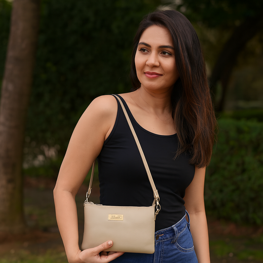 Genuine Leather Crossbody Organizer Bag for Women – Stylish Shoulder Handbag