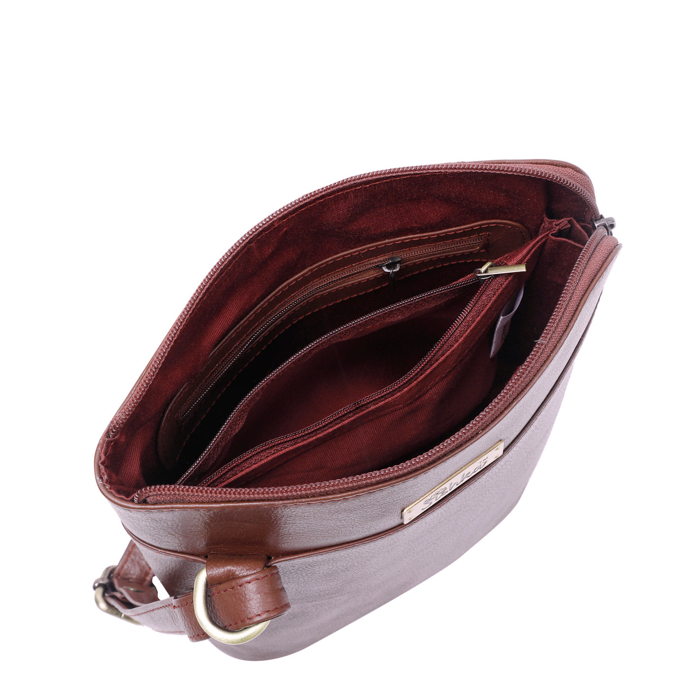 Brown Genuine Leather Crossbody Purse for Women – Elegant Shoulder Organizer Bag