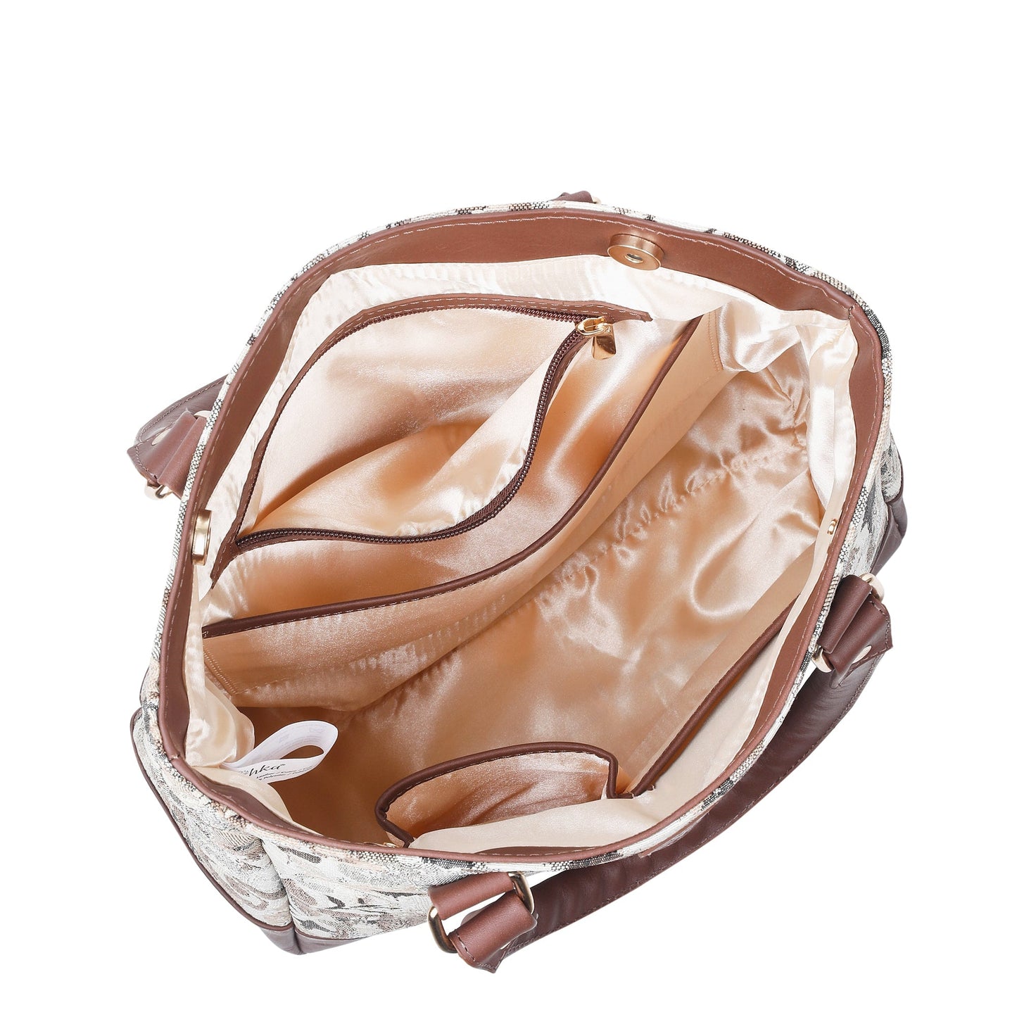 Women’s Abstract Tapestry Tote Bag | Shoulder Purse with Leather Trim & Top Handle for Work, Travel & Daily Use