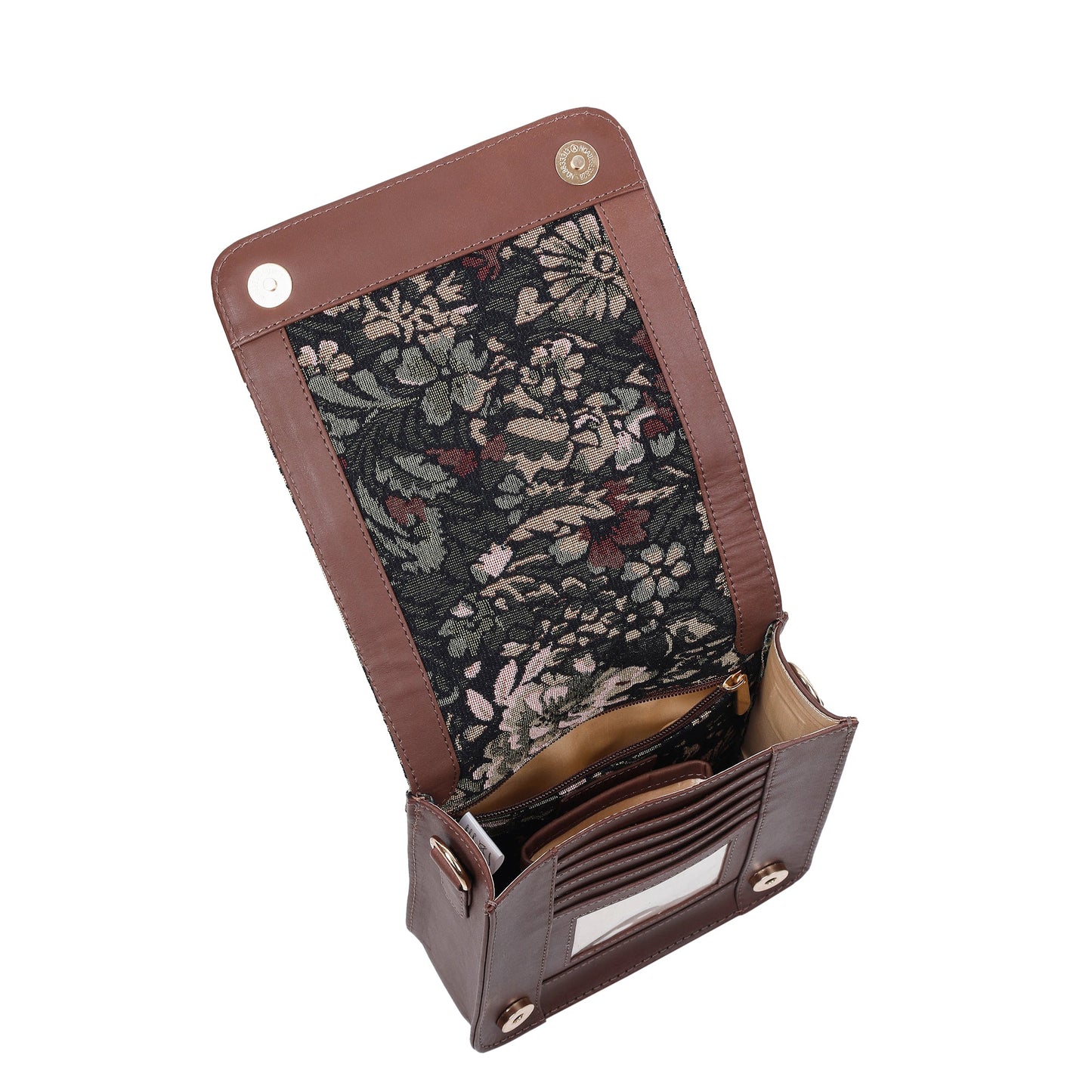 Vintage Tapestry Crossbody Bag – Women’s Sling Shoulder Purse with Leather Trim