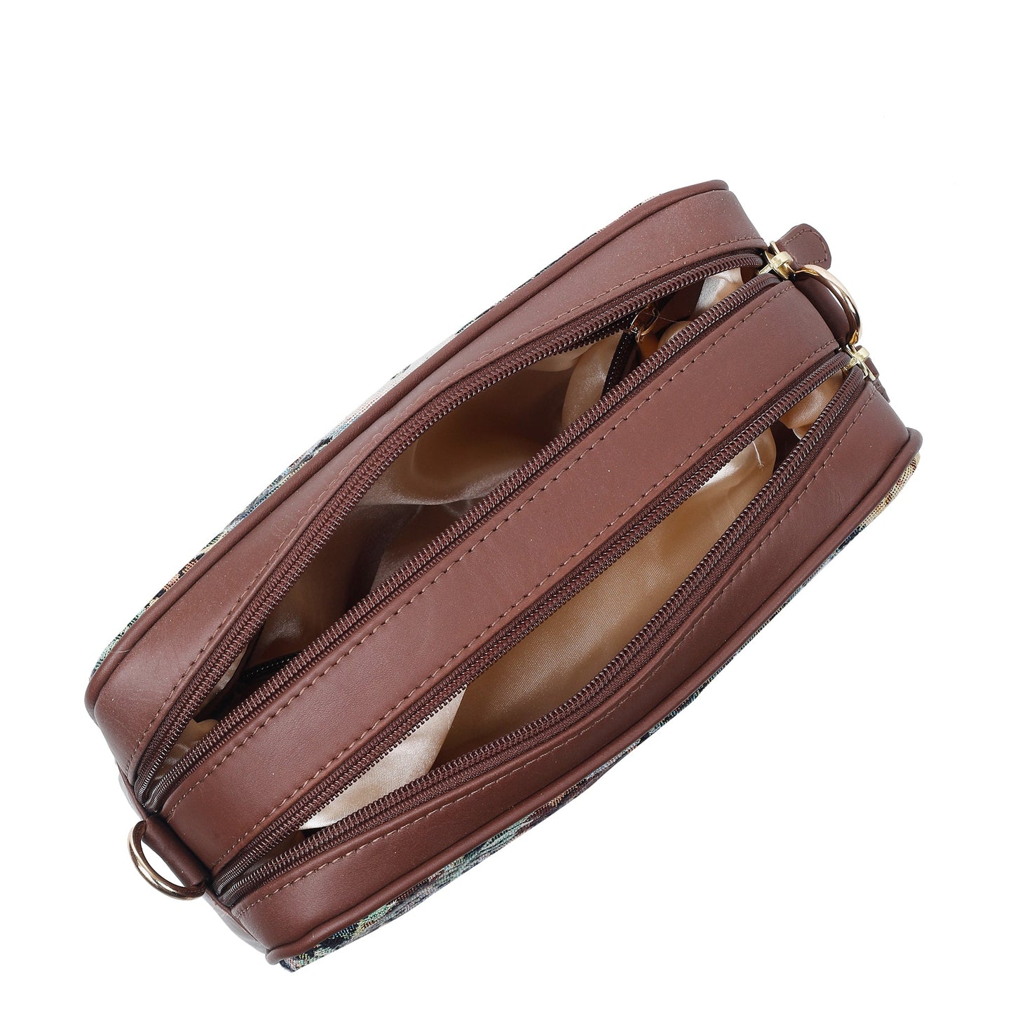 Women’s Botanical Tapestry Crossbody Sling Bag – Vintage Inspired Shoulder Purse with Genuine Leather Trim