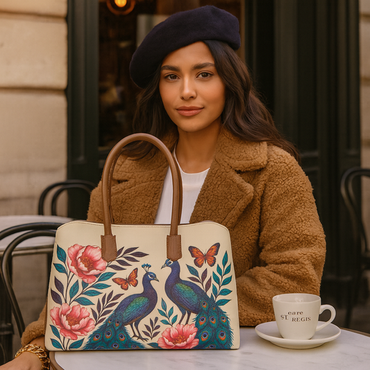 Genuine Leather Printed Carryall Tote for Women – Stylish Shoulder, Top Handle & Handbag for Ladies – Office, Work, Travel & Daily Use