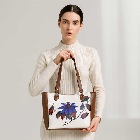 Ladies’ Printed Leather Shoulder Tote Bag– Handbag, Sling & Top Handle Purse – Ideal for Office, Travel & Everyday Use