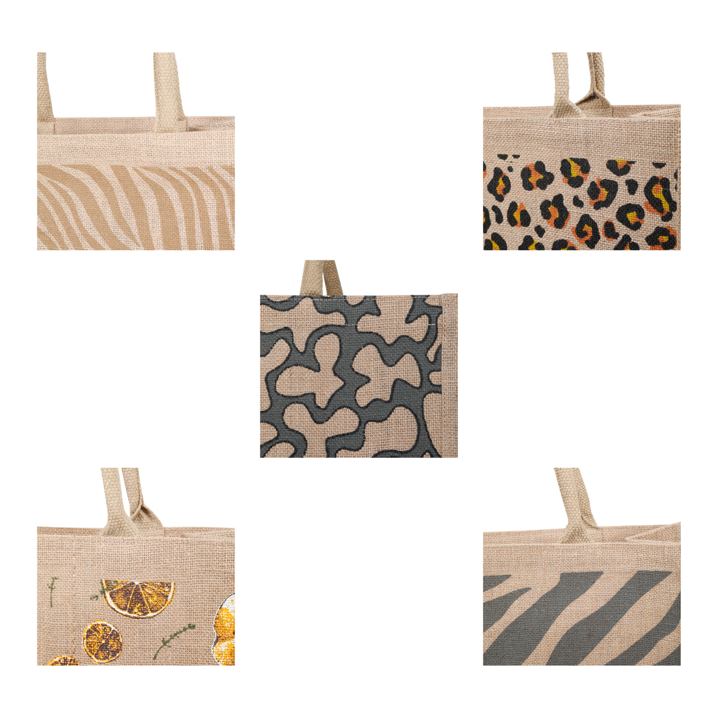 Printed Jute Bag Burlap Tote Bag for Bridesmaid Gift Travel Shopping Wedding Favor Return Gifts Christmas New Year (Packs of 5)