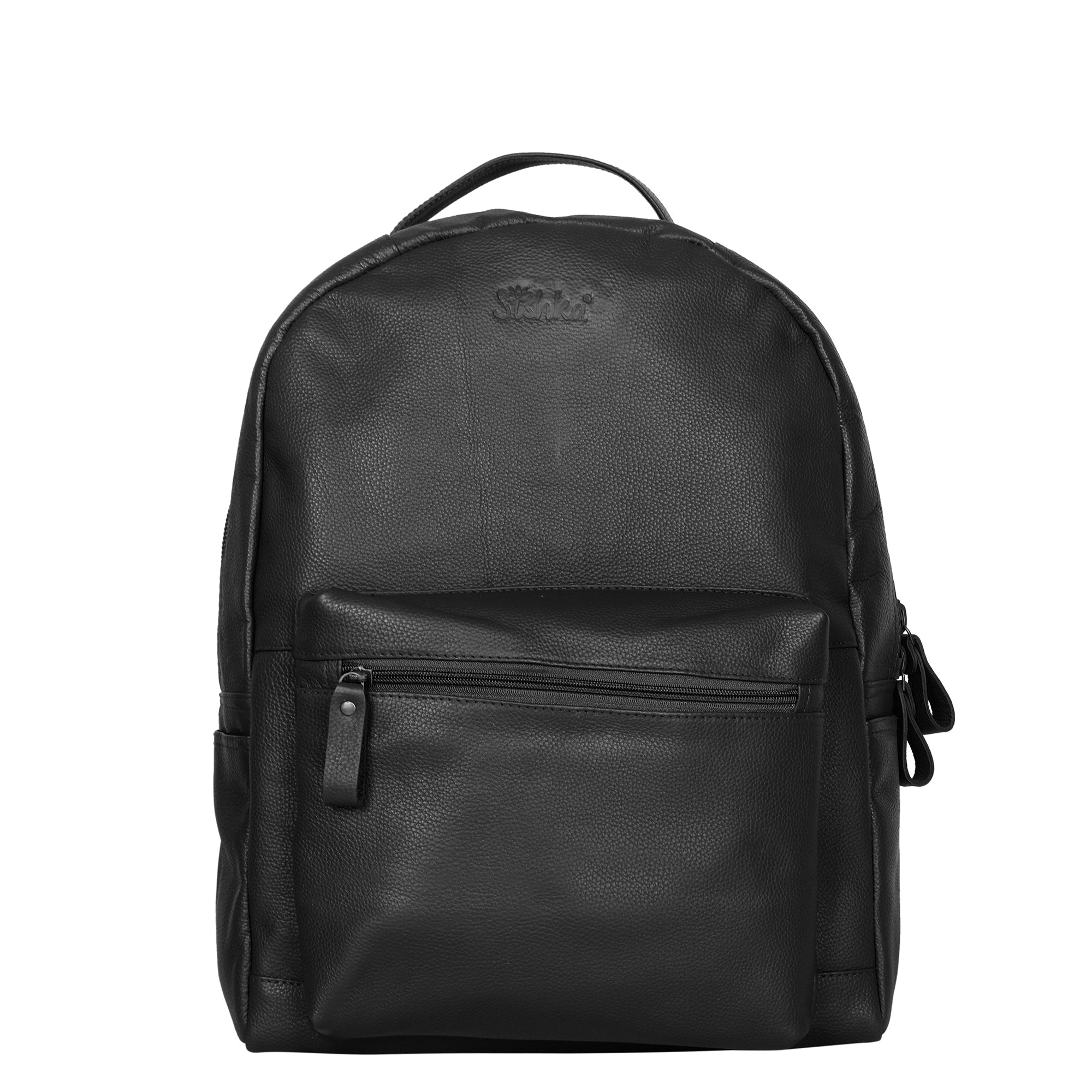 Wholesale Black Genuine Leather Backpack for Men Women