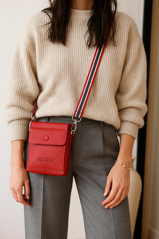 Leather Crossbody Shoulder Bag for Men & Women – Stylish Sling Messenger Bag for Work, Business, Travel & Everyday Use- Red