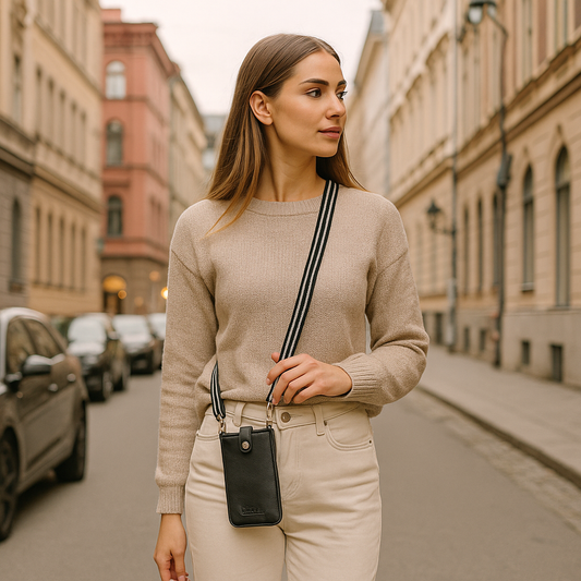 Black -Leather Crossbody Phone Sling Wallet Bag – Shoulder Messenger Bag for Daily Use, Work & Travel for Men and Women