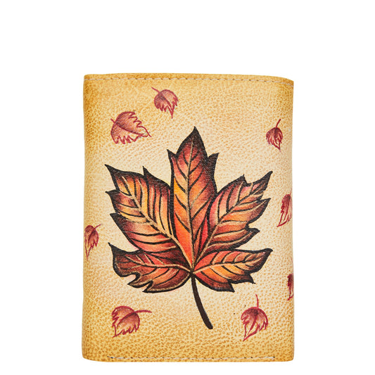 Hand-Painted Women's Trifold Wallet with Canadian Art Motif