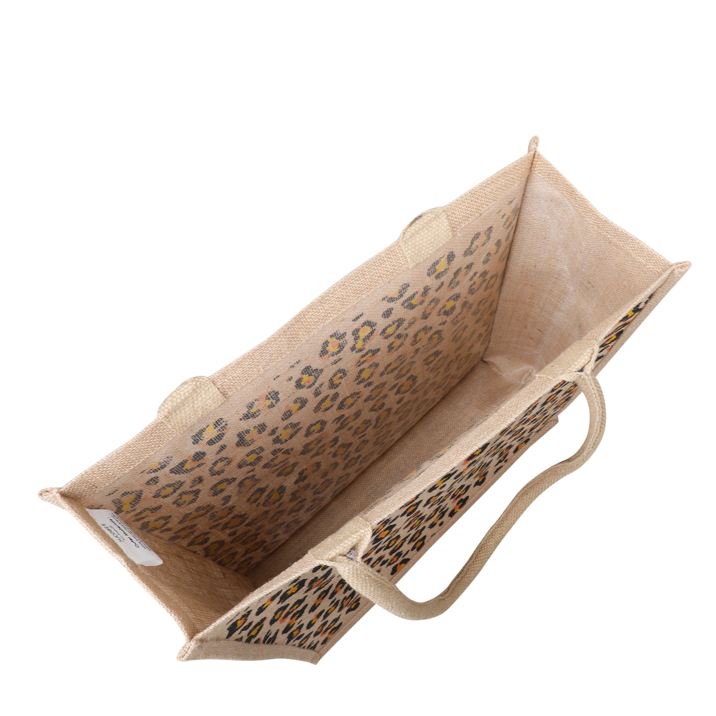 Eco-Friendly Natural Jute Tote Bag – Cheetah-Inspired Printed Reusable Bag for Shopping, Groceries, Travel, Beach, and Daily Use