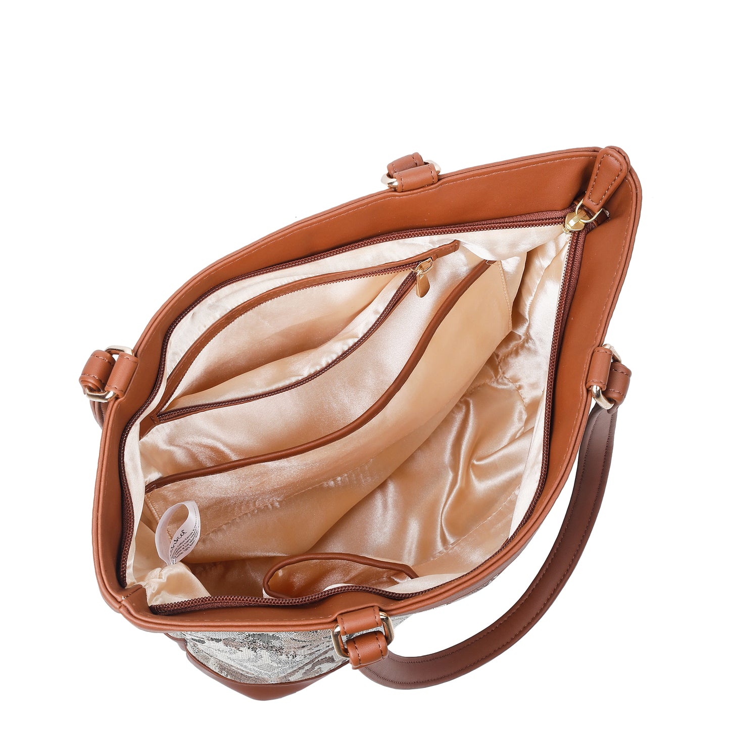 Women’s Abstract Pattern Tapestry Tote Bag – Satchel Purse with Top Handle & Shoulder Strap with Vegan Leather Trim for Daily Use