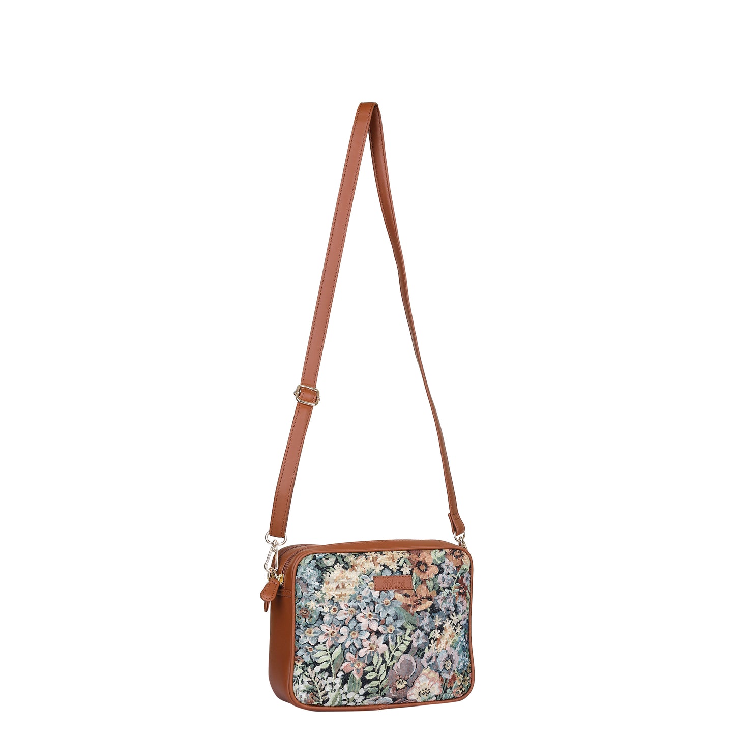 Women’s Botanical Tapestry Crossbody Purse – Messenger & Shoulder Bag with Vegan Leather Trim Handle