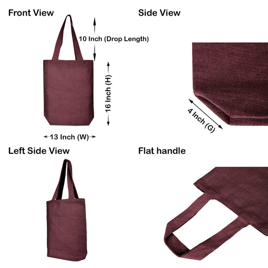 Jute Shopping Bags – Red, Pink, Green & Orange – Reusable Burlap Totes for Events & Weddings (Set of 4)