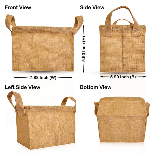 Jute Storage Baskets – Small Wicker Hampers for Clothes, Books, Toys, Natural Bedroom Organizer (Packs of 8)