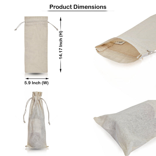 Jute Wine Bottle Bags – Reusable Gift Covers with Ropes – Burlap Pouches for Gifting, Parties, Weddings & Holidays (Packs of 12 )