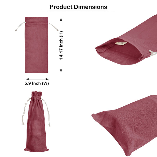Cotton Wine Bottle Gift Bags – 6-Pack Coloured Reusable Drawstring Pouches Gifting, Parties, Weddings, Christmas, New Year & Holidays