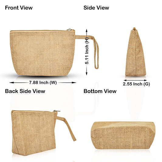 Unisex Jute Cosmetic Bags – Natural Burlap Zippered Pouches for Makeup & Toiletry Storage (Set of 16)