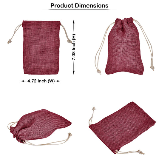 Jute Small Drawstring Bags, Set of 8 – Burlap Pouches Reusable Wedding Christmas, New Year, Thanks Giving Gift Pouches