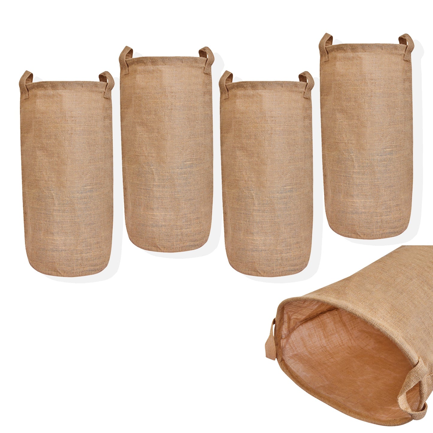 Jute Storage Bins | Burlap Basket for Dirty Clothes, Toys, Blankets | Ideal for Bedroom & Nursery | Natural Jute | Pack of 8.