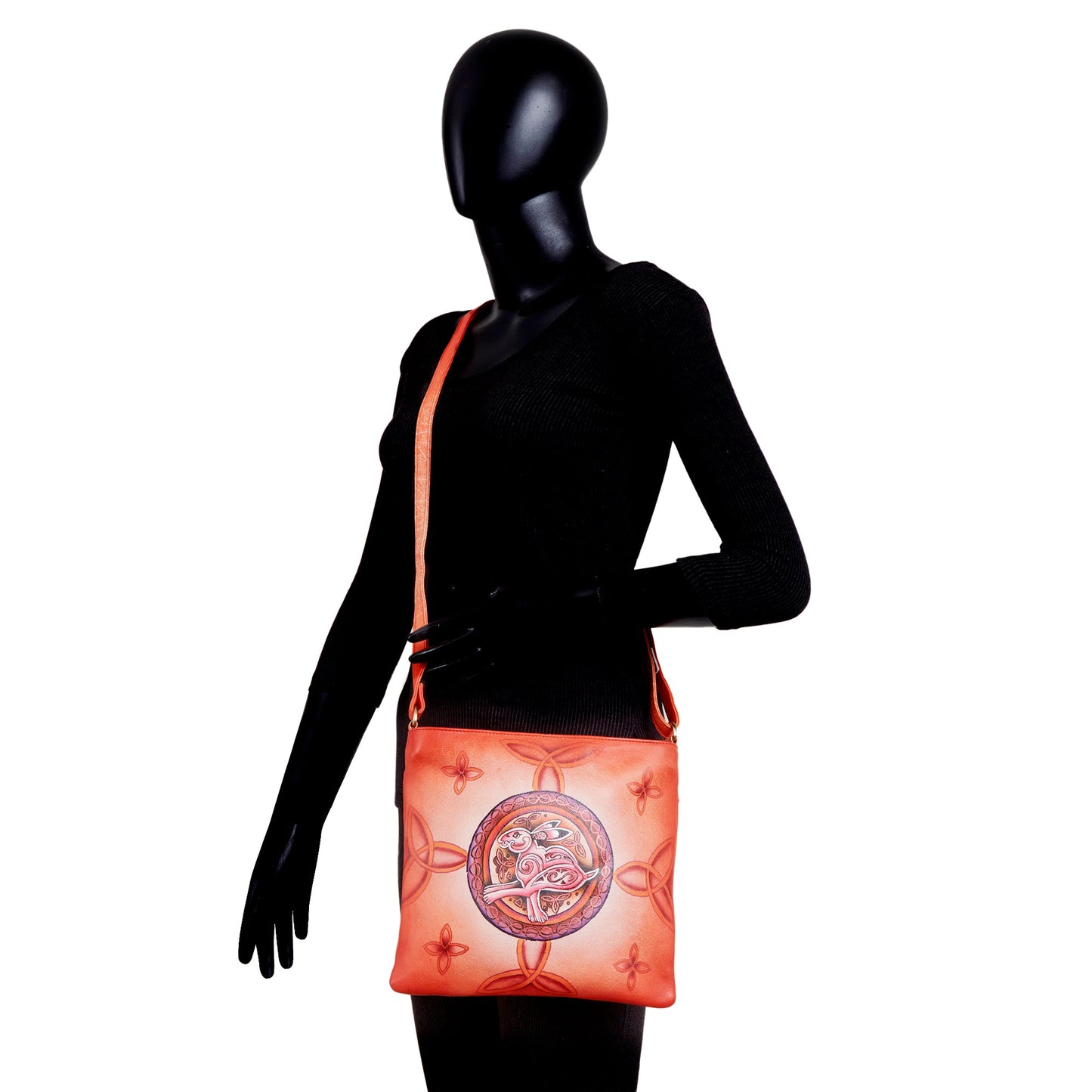 Slim Crossbody Bag with Hand-Painted Rabbit Design