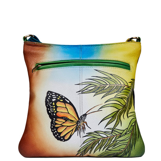 Hand-Painted Butterfly Shoulder & Crossbody Bag