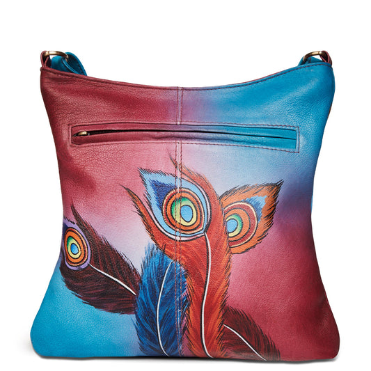 Hand-Painted Peacock Art Shoulder & Crossbody Bag
