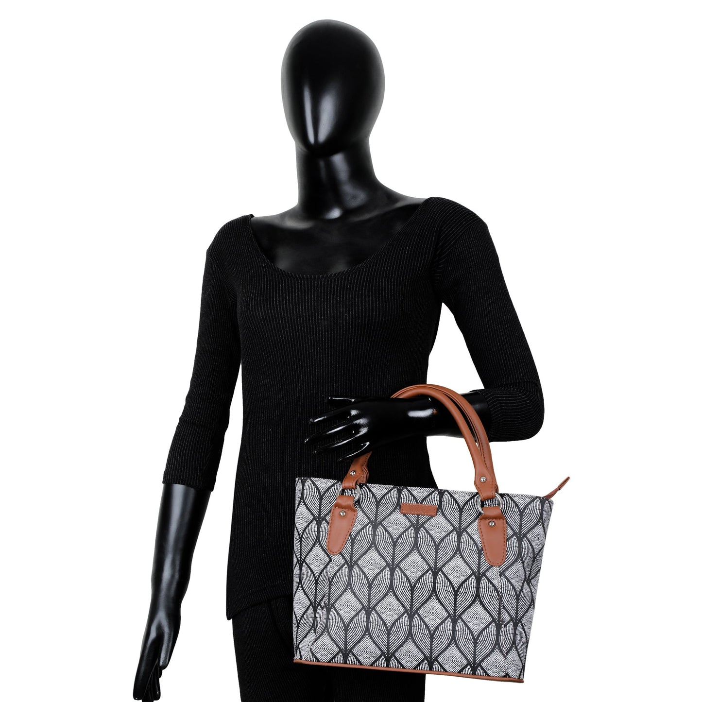 Women’s Monochrome Tote Bags with Vegan Leather Trim Handle – Wholesale