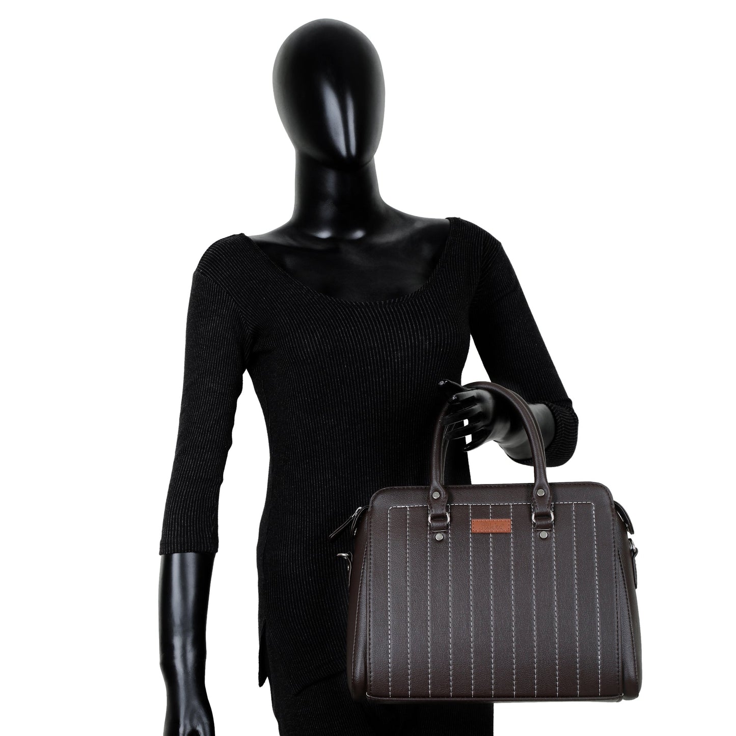 Women’s Wholesale Brown Top-Handle Handbag in Vegan Leather – Crossbody Purse