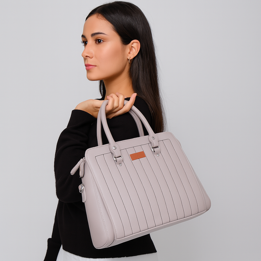 Mauve Faux Leather Top-Handle Handbag – Women’s Crossbody Purse