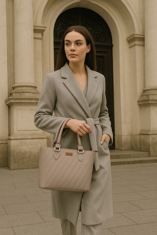 Mauve Vegan Leather Tote Satchel – Women’s Top Handle Shoulder Bag