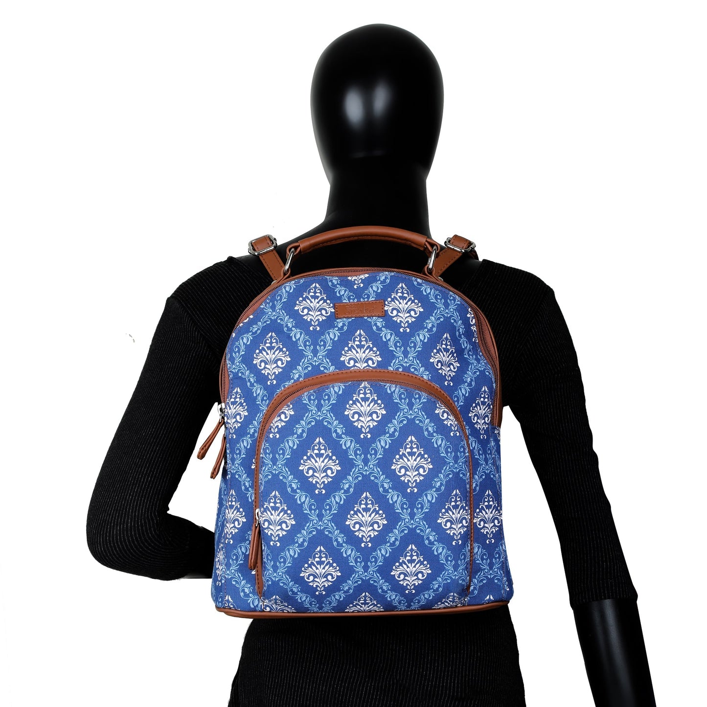 Blue Handcrafted Printed Backpack – Compact Shoulder Bag for Travel & Everyday Use