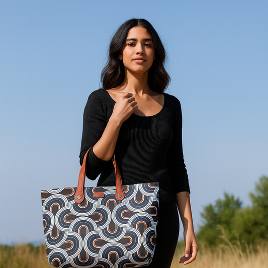 Abstract Handcrafted Printed Tote Bag for Women – Trendy Shoulder Satchel & Purse