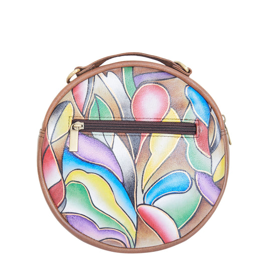 Abstract Hand Painted Oval Cross Body Bag