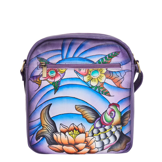 Magnifique Ocean-Themed Hand-Painted Leather Crossbody Bag