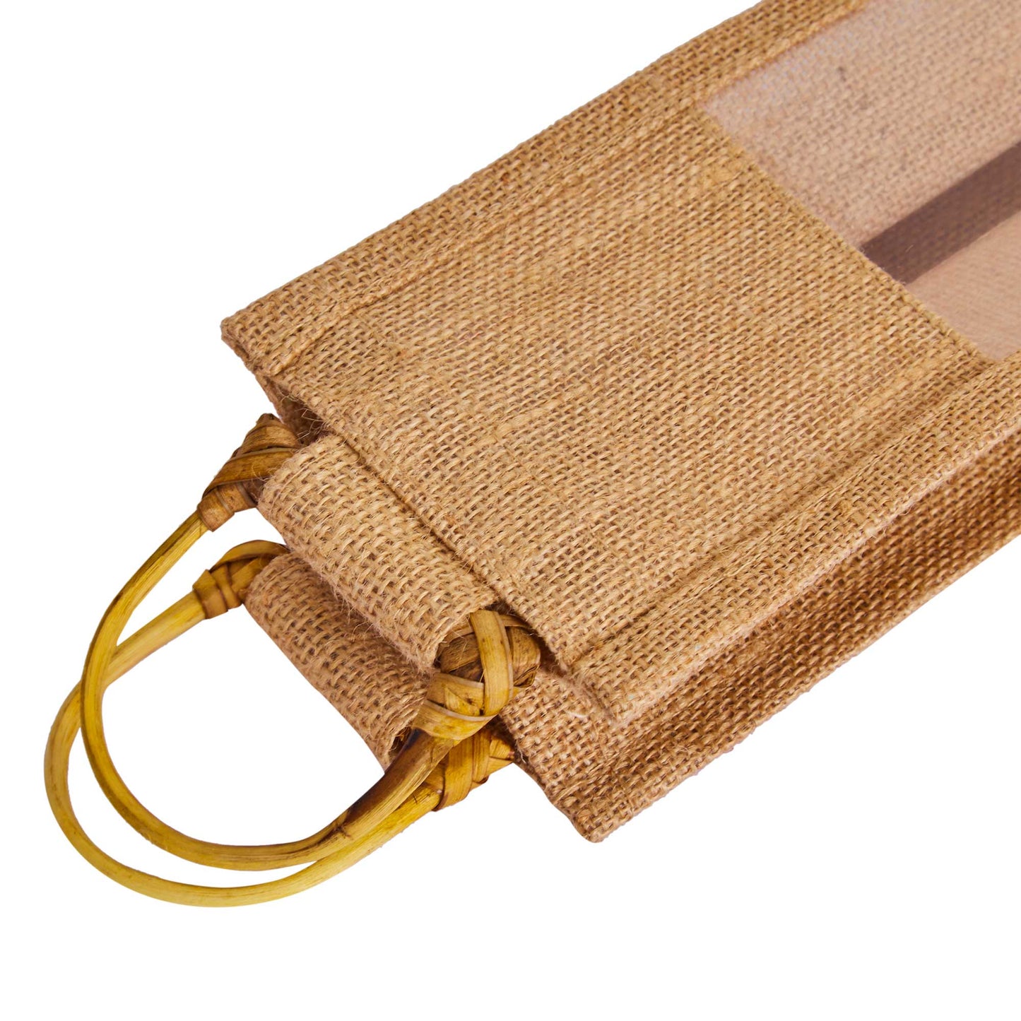 Natural Jute Wine Gift Bags with PVC Window – Reusable Single Bottle Bag for Weddings, Parties & Special Occasions (Set of 12)
