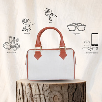 Wholesale Off White Canvas Crossbody Tote Handbag Vegan Trim in Gift