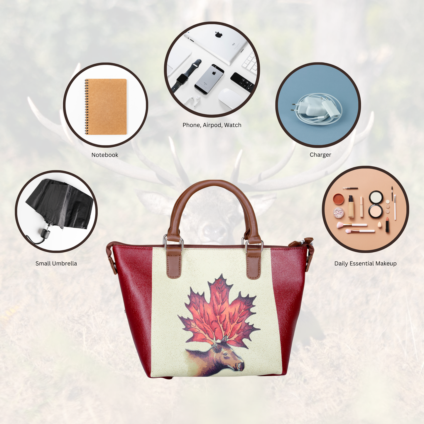 Women’s Genuine Leather 3-in-1 Printed Convertible Shoulder Bag – Stylish Top Handle Crossbody  & Handbag  Purse – Everyday Use