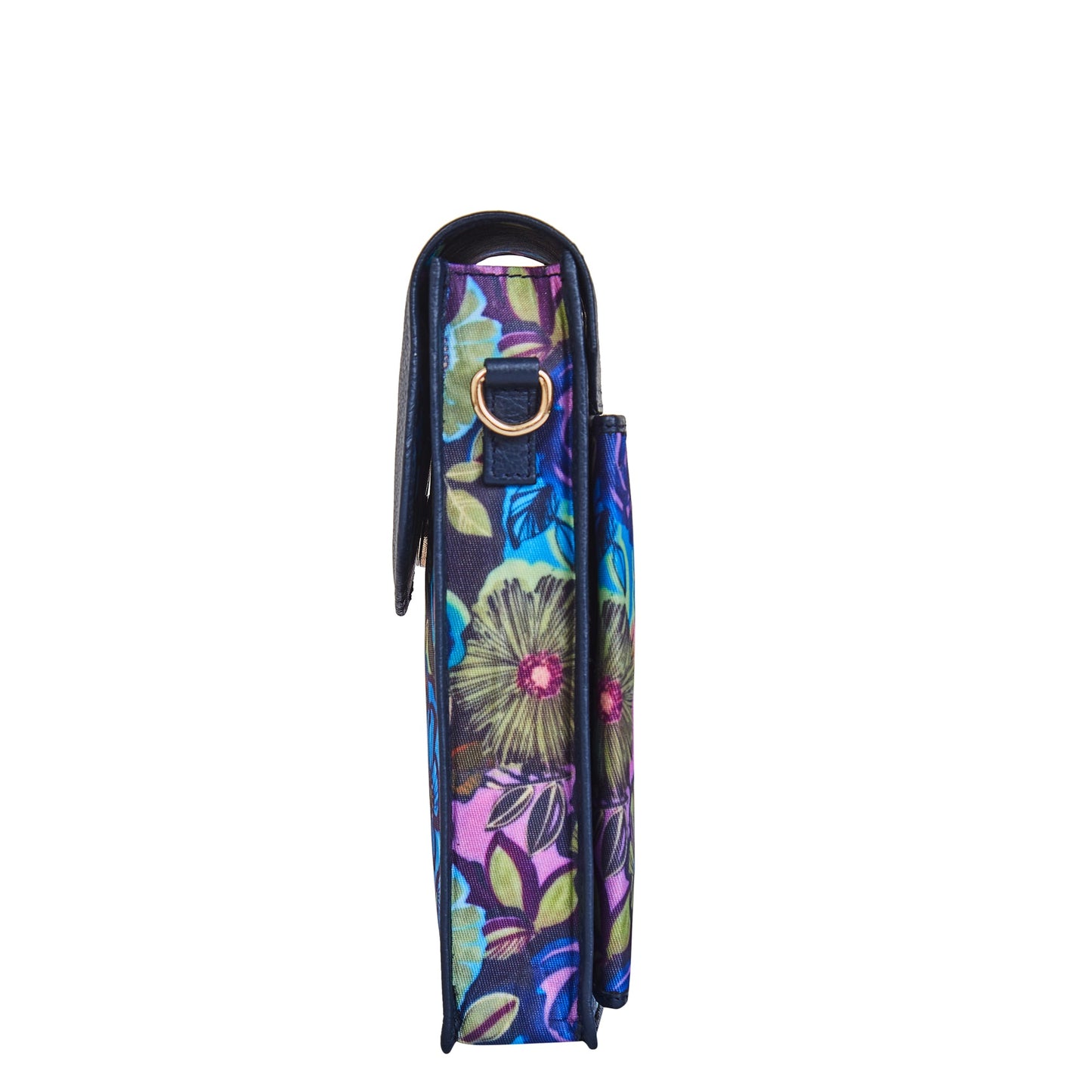 Vibrant Floral Crossbody Wallet with Leather Trim for Women’s Travel