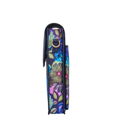 Vibrant Floral Crossbody Wallet with Leather Trim for Women’s Travel