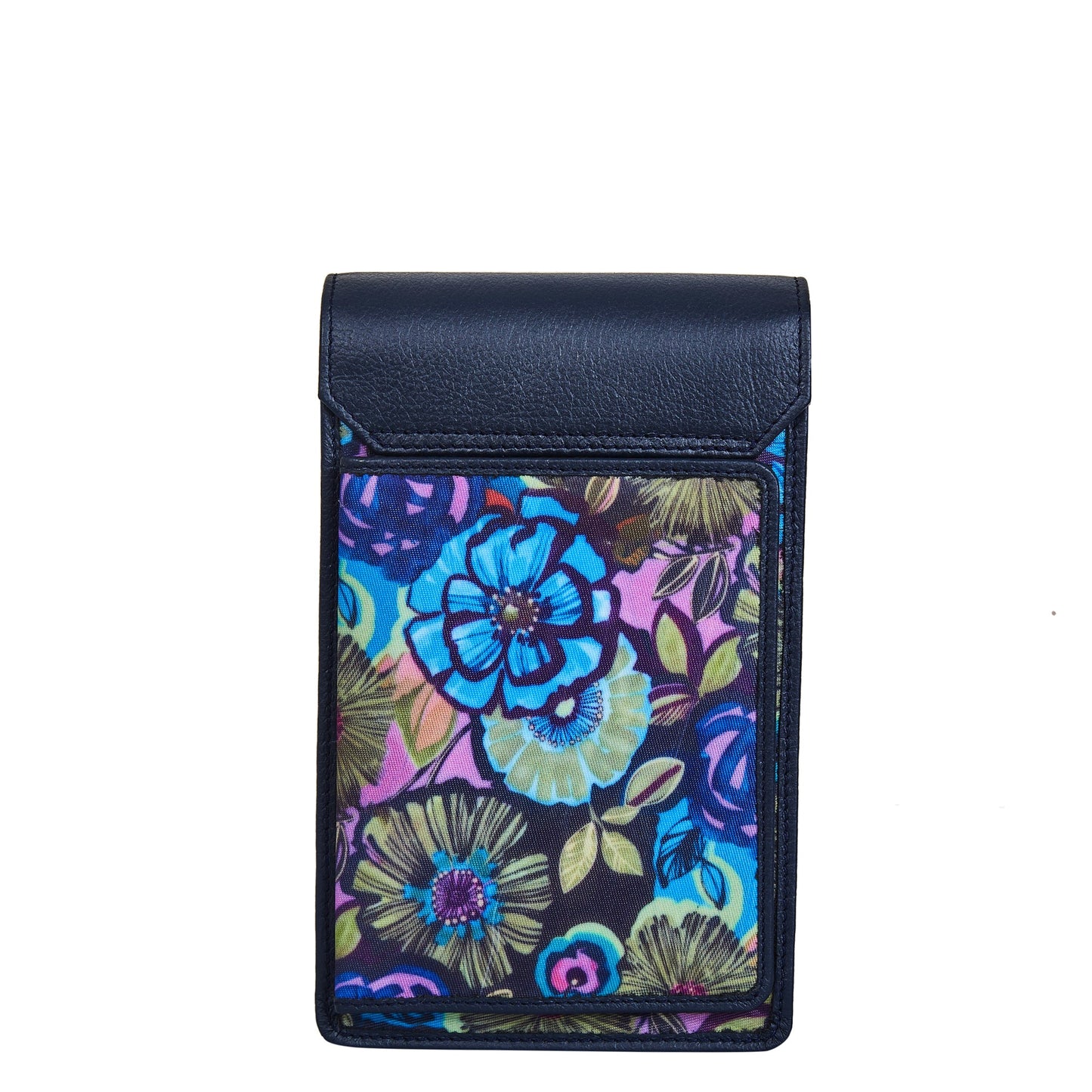 Vibrant Floral Crossbody Wallet with Leather Trim for Women’s Travel