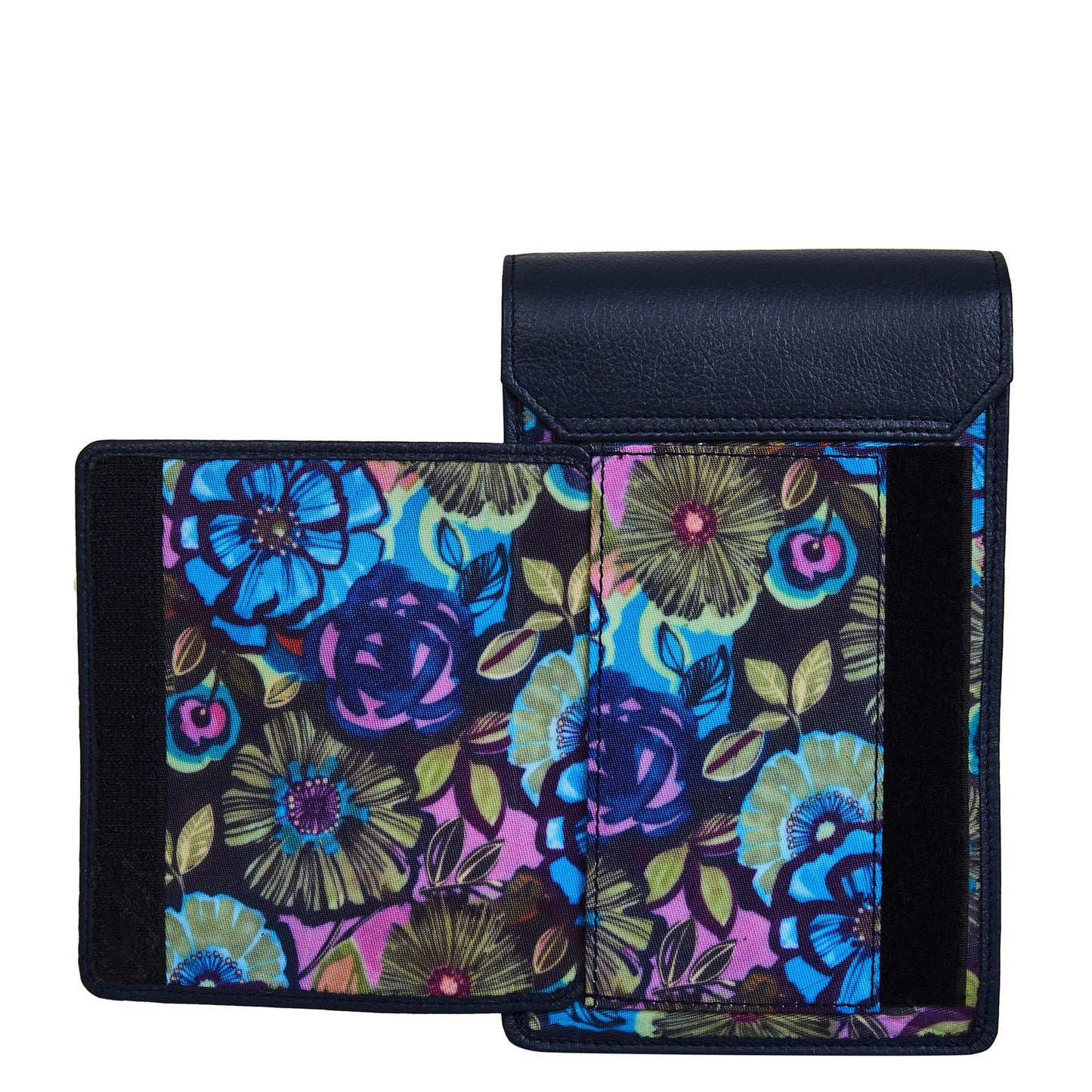 Vibrant Floral Crossbody Wallet with Leather Trim for Women’s Travel